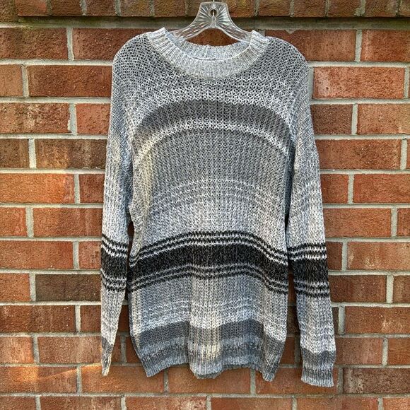American Eagle Long Sleeve Striped Sweater Sz XS Grey - Picture 1 of 11